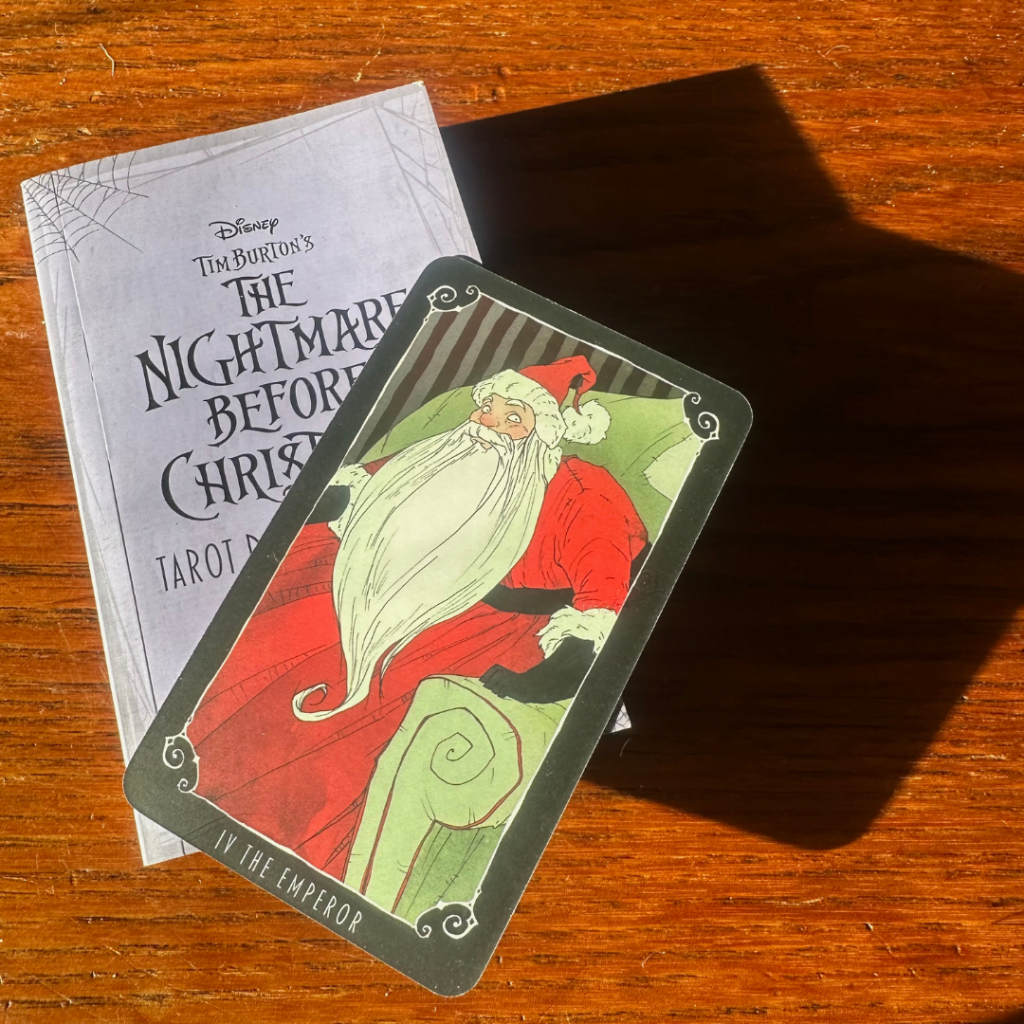 The Emperor tarot card shown in the Nightmare Before Christmas tarot deck.