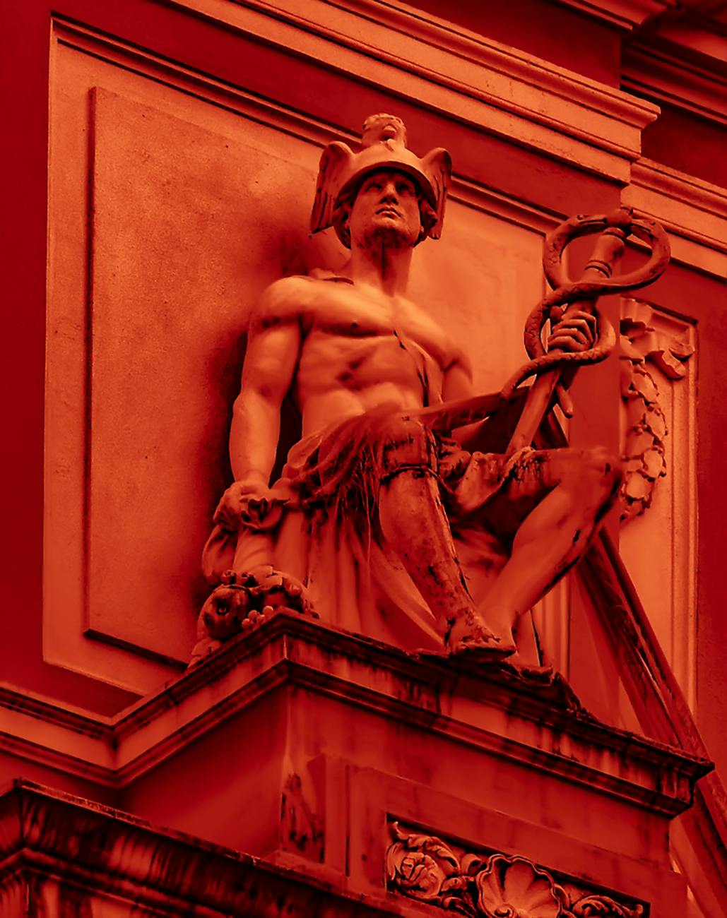 close up of a statue of hermes