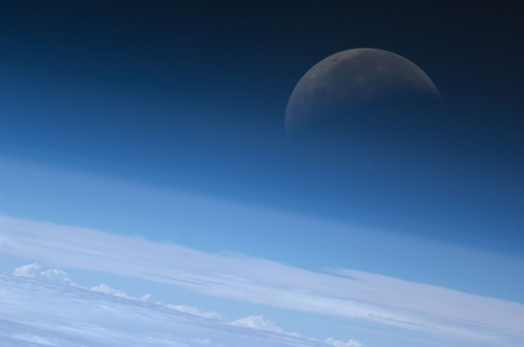 Moon Over Earth (Archive: NASA, International Space Station, 10/12/09)