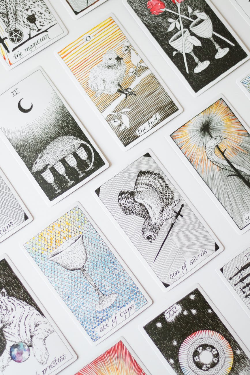 a collection of tarot cards with different designs