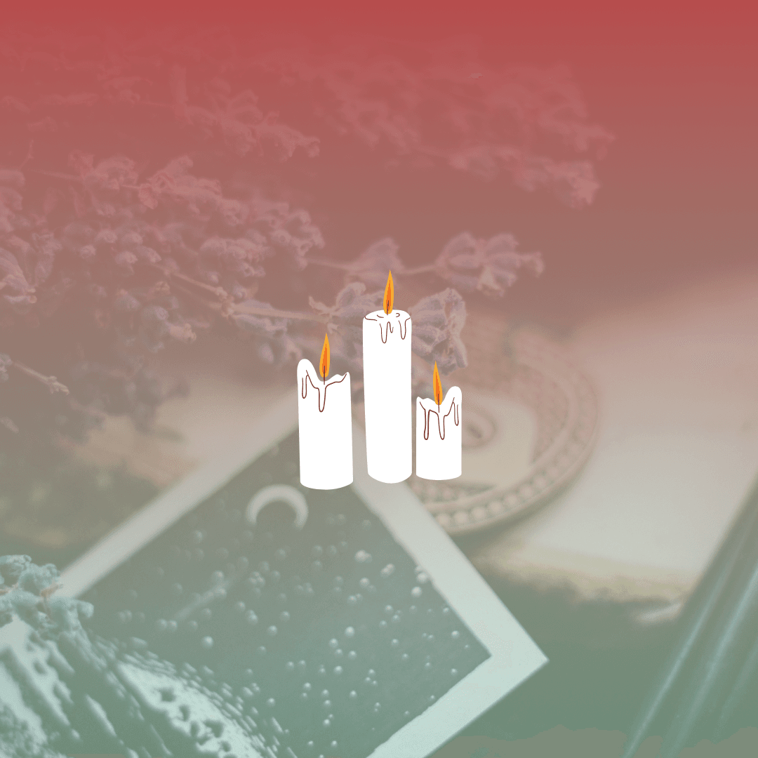 red to blue gradient with a candle graphic in the middle